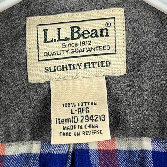 LL Bean Shirt Mens Large Plaid Knit Slightly Fitted‎ Button-Up Business Casual - Picture 3 of 6